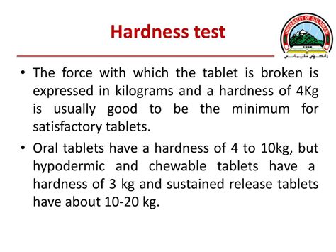 what is hardness test for tablets|tablet hardness chart.